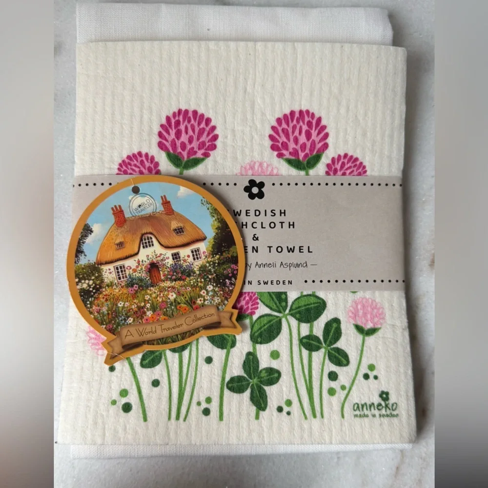 Pink Clover & Green Leaf Kitchen Cloth towel